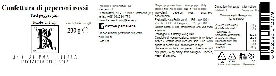 Confettura di peperoni rossi 230 g