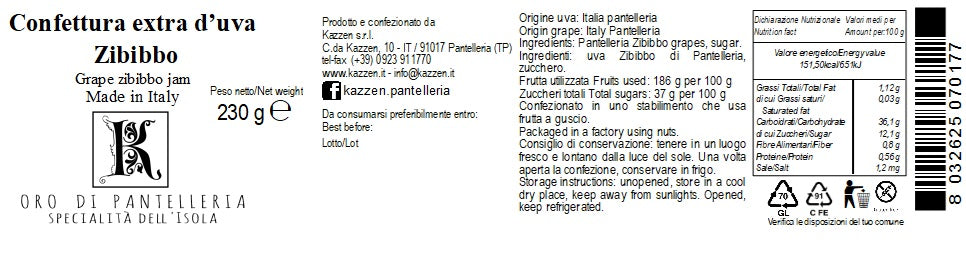 Confettura di uva zibibbo 230 g