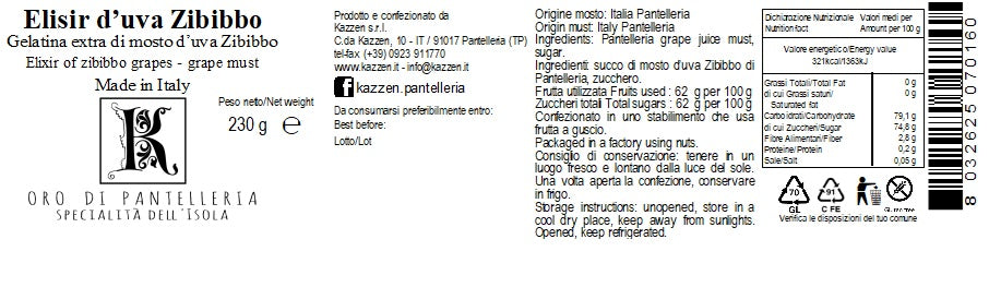 Elisir di uva zibibbo 230 g