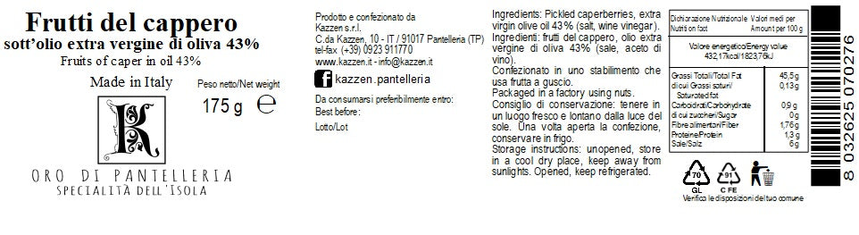 Frutti del Cappero sott'olio 175 g