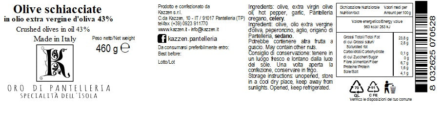 Sott'olio olive schiacciate 480 g