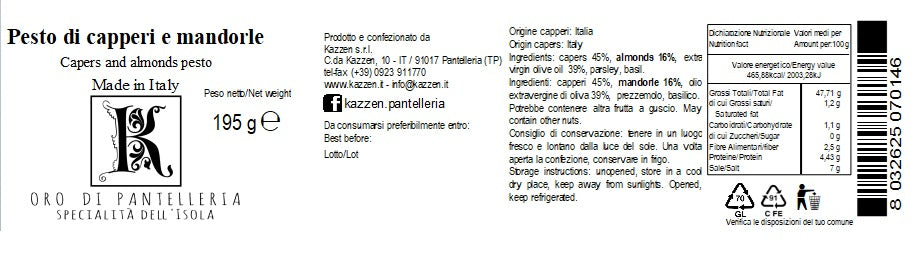 Pesto di capperi e mandorle 195 g