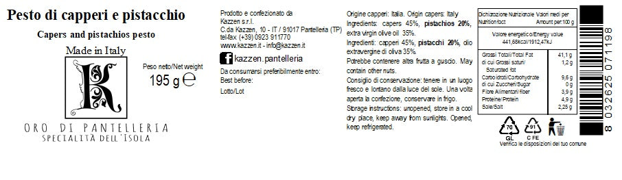 Pesto di capperi e pistacchi 195 g