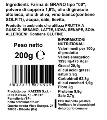 Taralli aromatizzate alla polvere di cappero 200 g